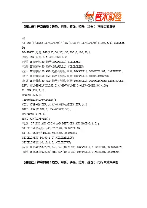 【股票指标公式下载】-【通达信】神奇曲线(趋势、判断、转强、拉升、建仓)