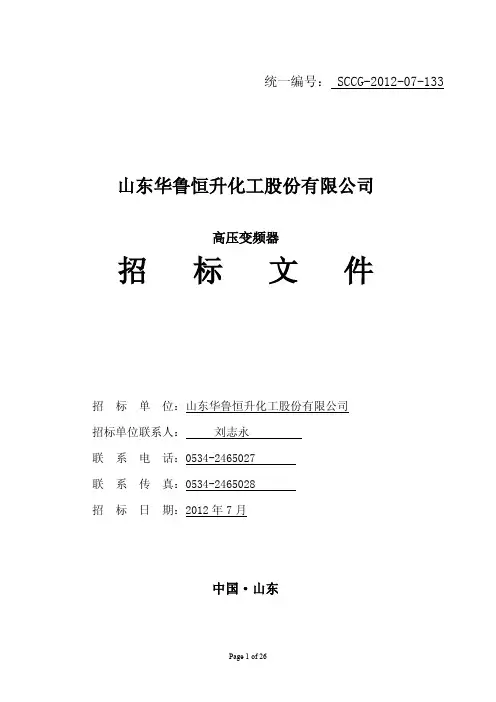 10kV高压变频器招标文件