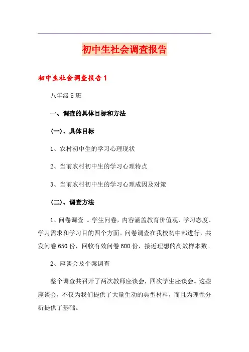 初中生社会调查报告 3