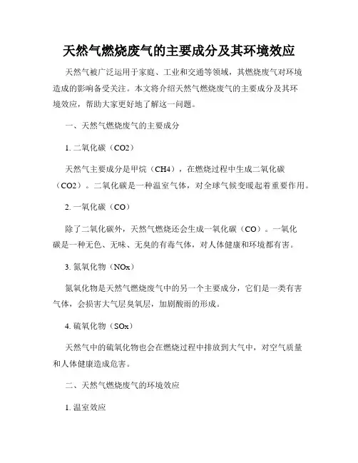 天然气燃烧废气的主要成分及其环境效应