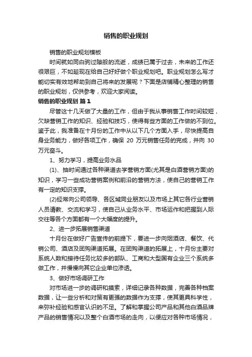 销售的职业规划