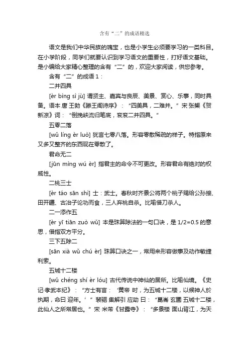 含有“二”的成语精选