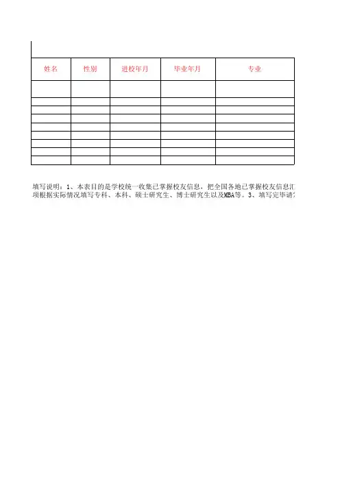 校友信息登记空白表