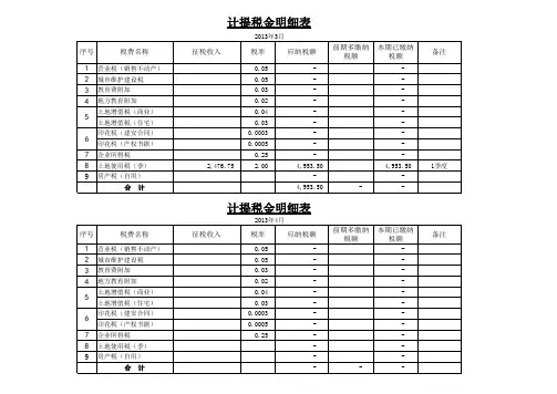计提税金明细表