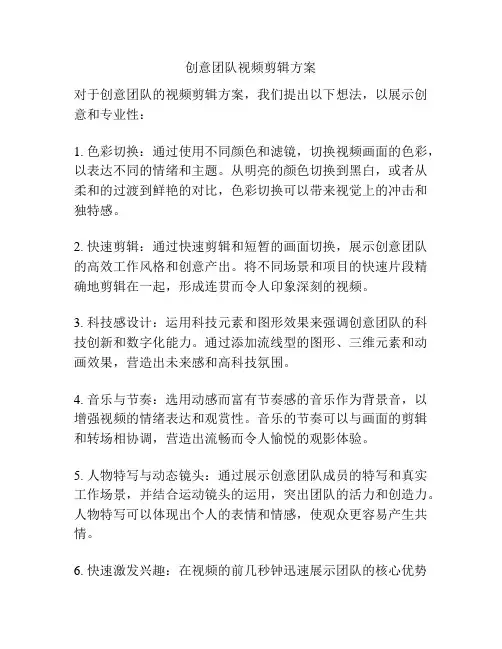 创意团队视频剪辑方案