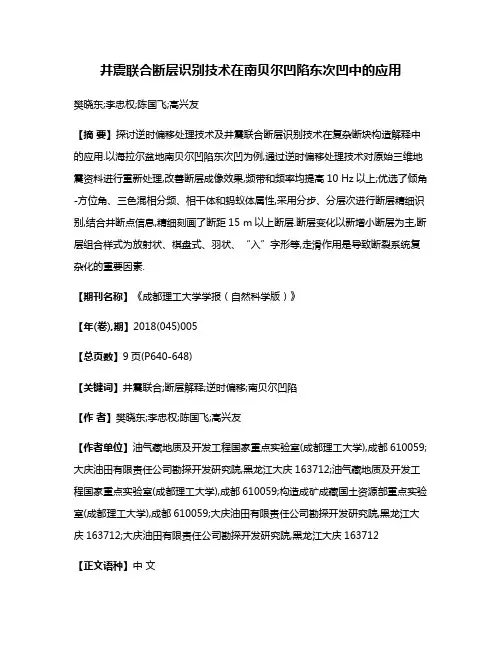 井震联合断层识别技术在南贝尔凹陷东次凹中的应用