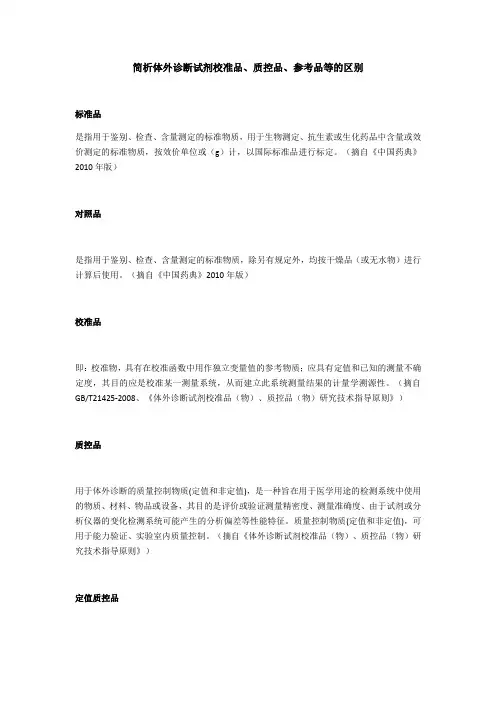 简析体外诊断试剂校准品 质控品 参考品等的区别