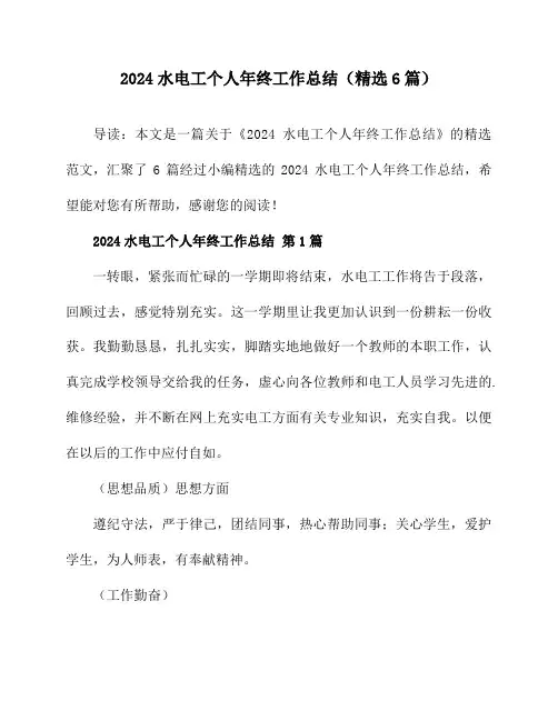 2024水电工个人年终工作总结(精选6篇)