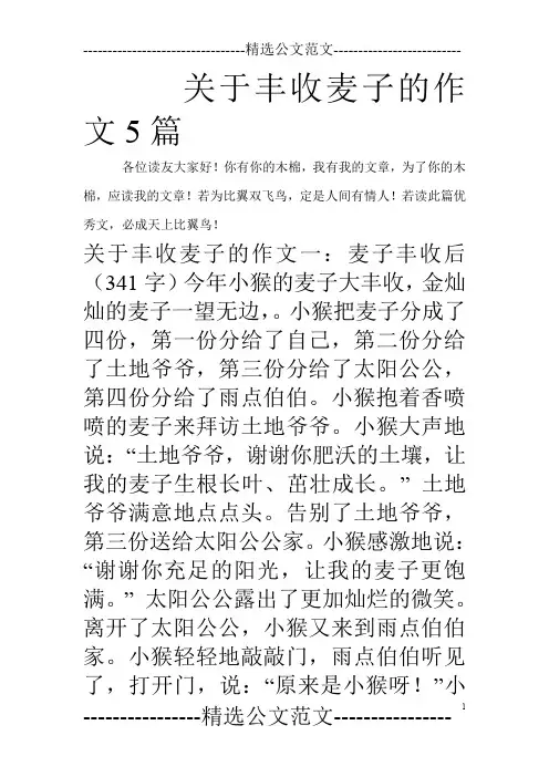 关于丰收麦子的作文5篇