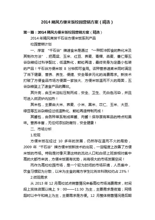 2014飓风方便米饭校园营销方案（精选）