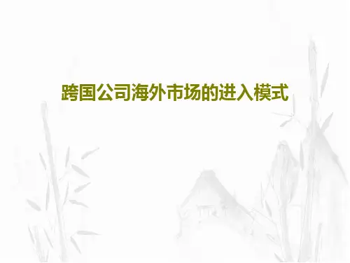 跨国公司海外市场的进入模式40页PPT