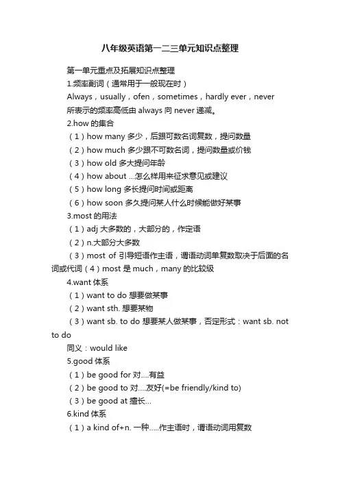 八年级英语第一二三单元知识点整理