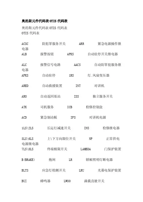 奥的斯元件代码表otis代码表[优质文档]