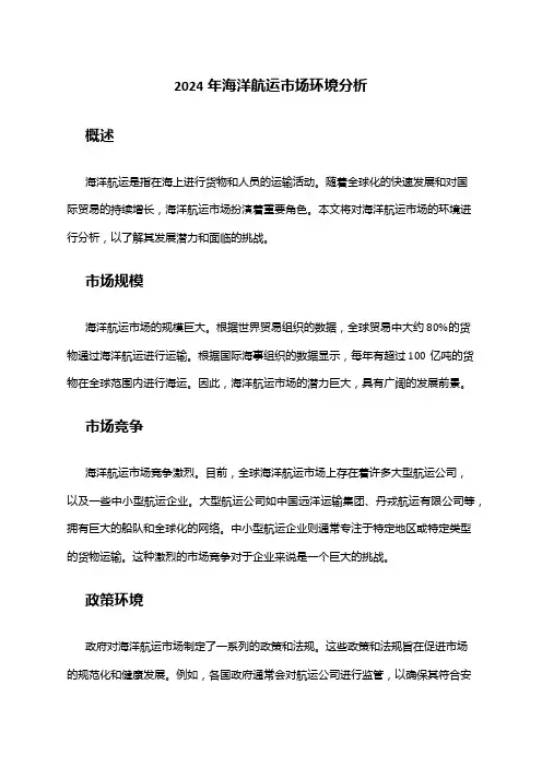 2024年海洋航运市场环境分析