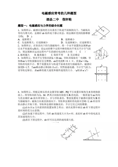 电磁感应常考的几种题型