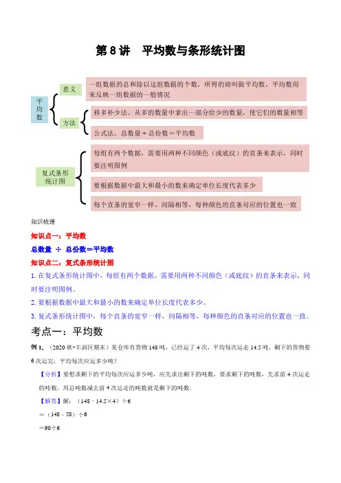 人教版四年级数学下册第8讲 平均数与条形统计图知识梳理及巩固练习