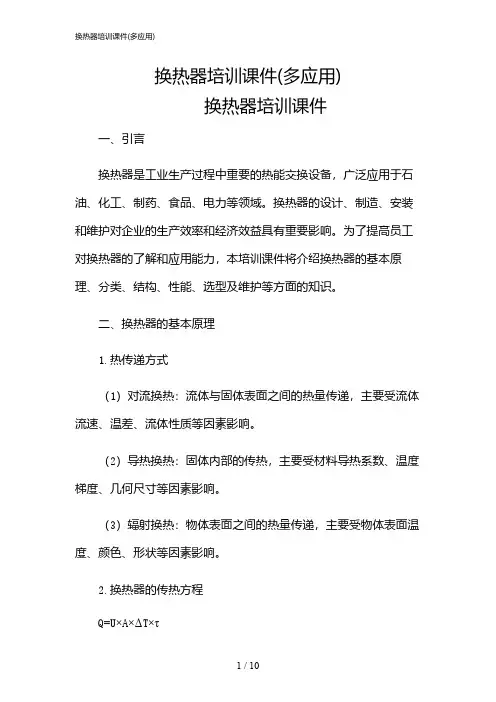 2024年换热器培训课件(多应用)