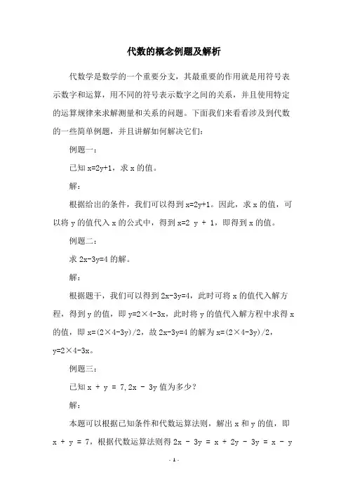 代数的概念例题及解析