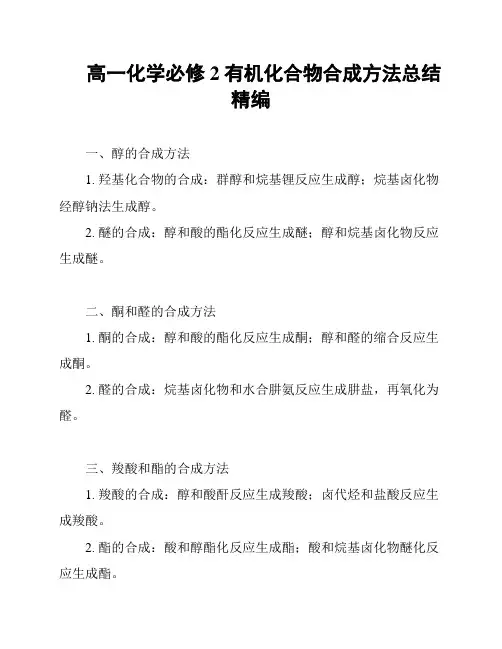 高一化学必修2有机化合物合成方法总结精编