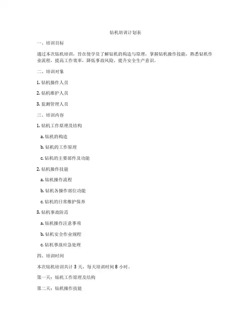 钻机培训计划表