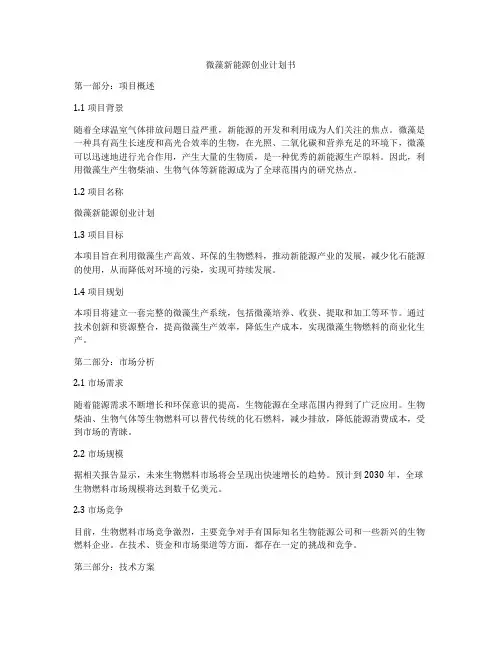 微藻新能源创业计划书
