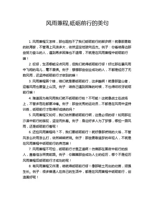 风雨兼程,砥砺前行的美句