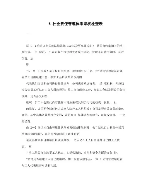 6+社会责任管理体系审核检查表