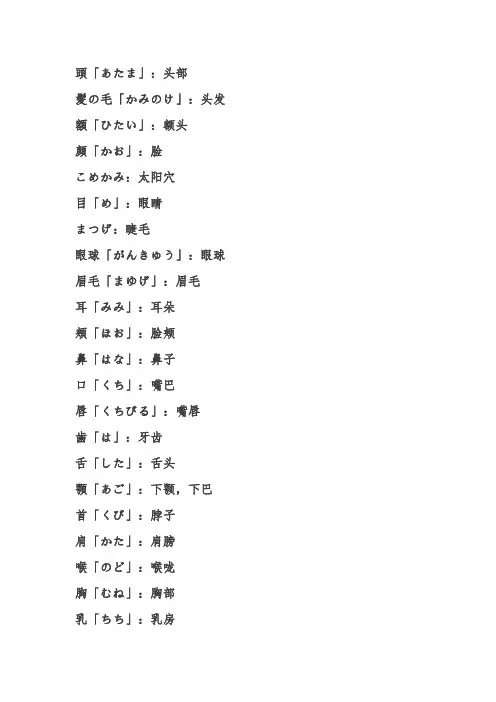 日语词汇类编：人体器官名称
