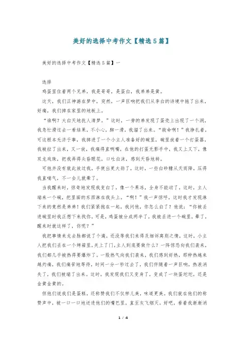 美好的选择中考作文【精选5篇】