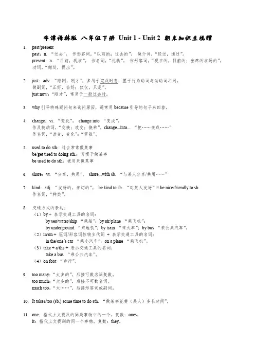 2024八下第1-2单元 知识点梳理 中考复习