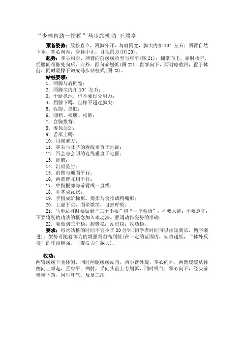 少林内劲一指禅马步站桩功 王瑞亭