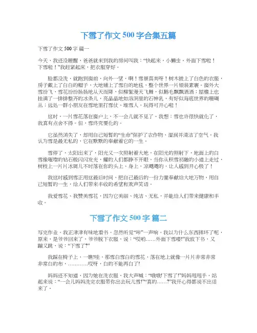 下雪了作文500字合集五篇