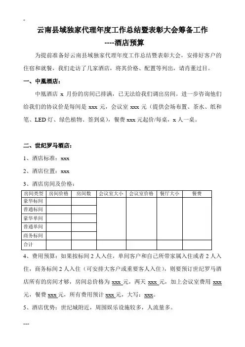 酒店预算报告