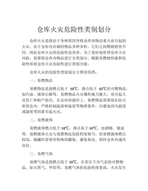仓库火灾危险性类别划分