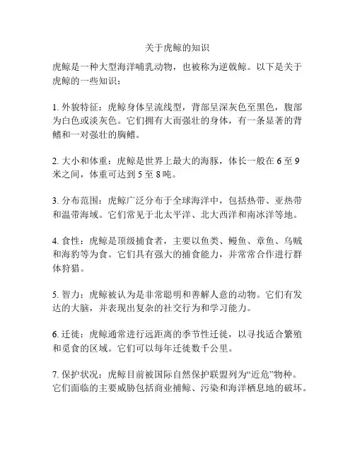 关于虎鲸的知识