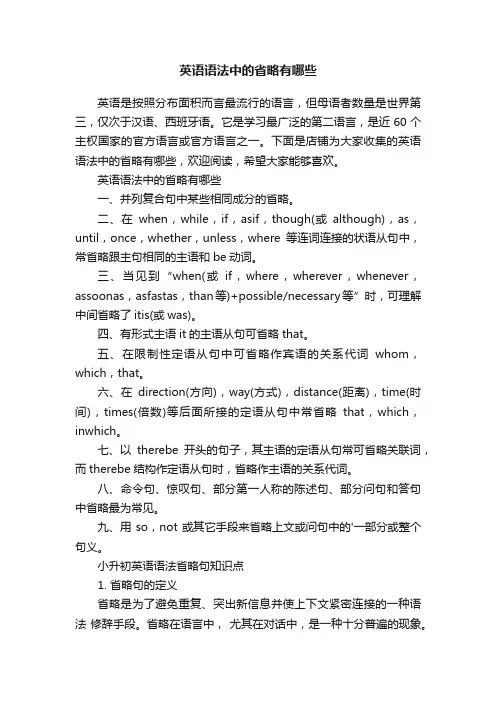 英语语法中的省略有哪些