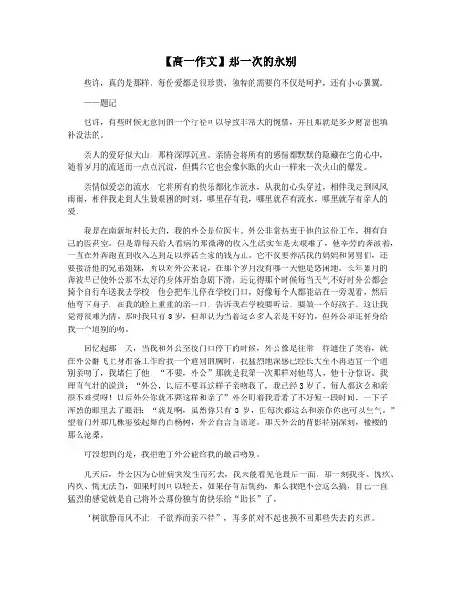【高一作文】那一次的永别