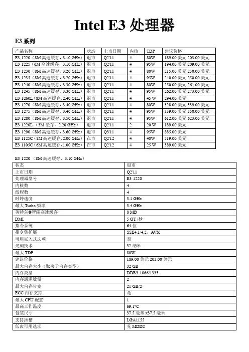 Intel E3 处理器