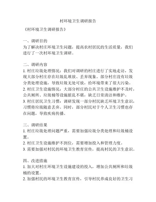 村环境卫生调研报告