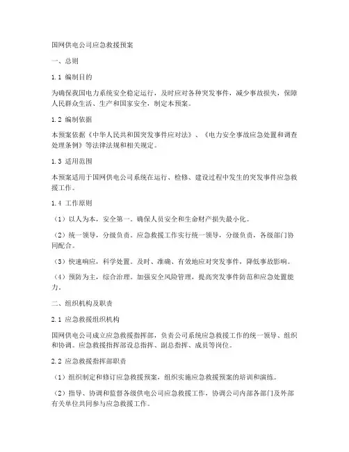 国网供电公司应急救援预案