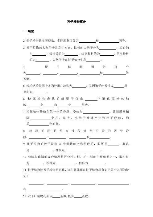 植物学试题 种子植物部分