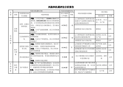 风险和机遇评估分析报告