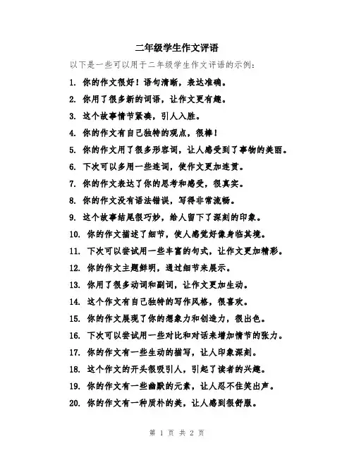 二年级学生作文评语