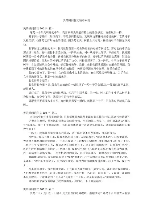 美的瞬间作文精彩6篇