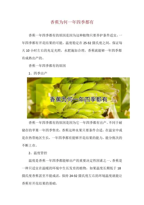 香蕉为何一年四季都有