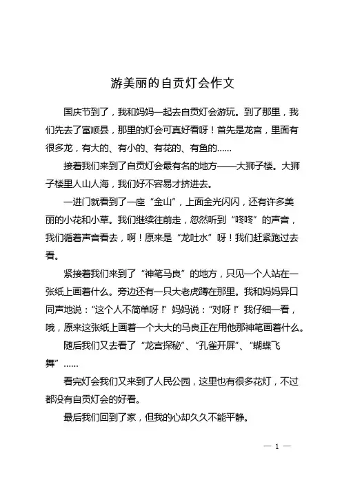 游美丽的自贡灯会作文