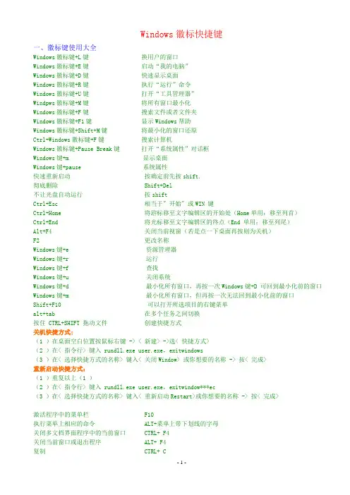 微软Windows徽标快捷键