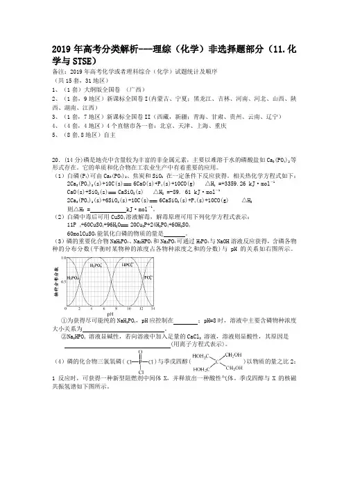 2019年高考分类解析-理综(化学)非选择题部分(化学与STSE)