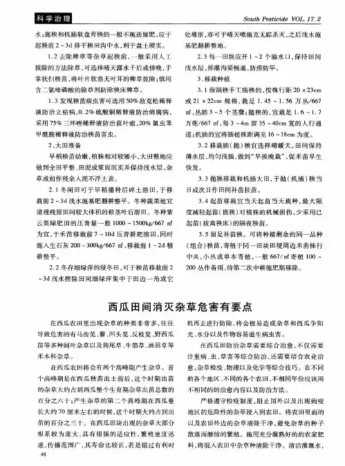 西瓜田间消灭杂草危害有要点