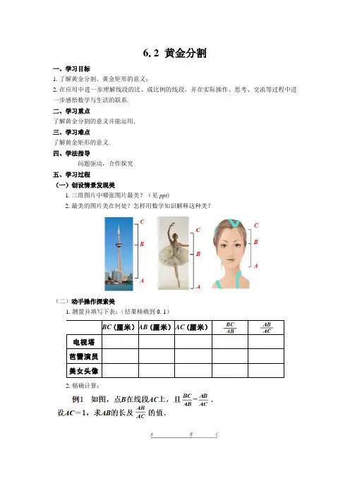 新苏科版九年级数学下册《6章 图形的相似  6.2 黄金分割》教案_15